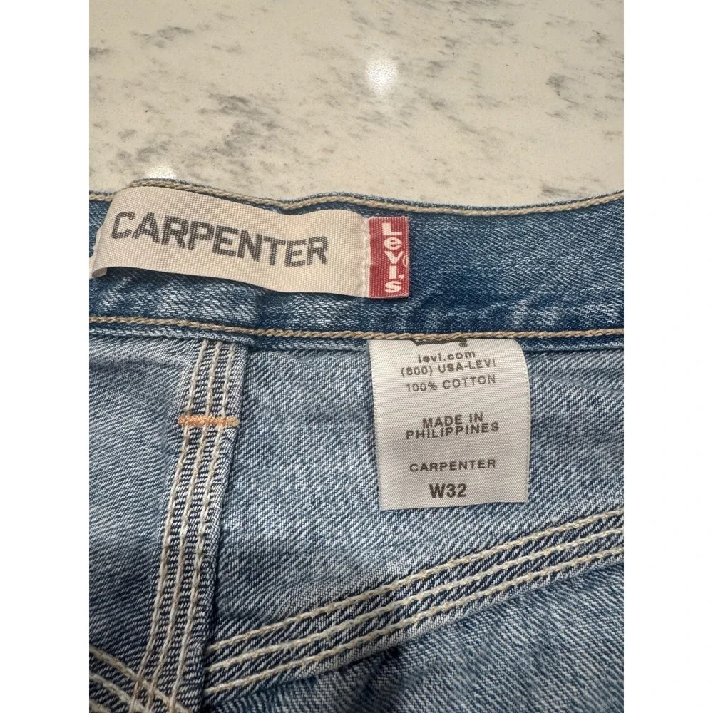 Levis Carpenter Denim Shorts Light Wash Baggy Skater Utility short W32 10 Inseam